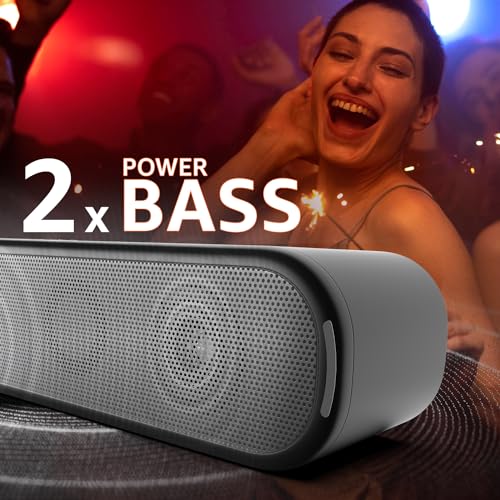 Image of amazon basics X12 16W Bluetooth Soundbar with 1200 mAh Battery | 2X Bass | Up to 10 hrs of Playback | Bluetooth 5.3, Aux & USB Connectivity (Black)