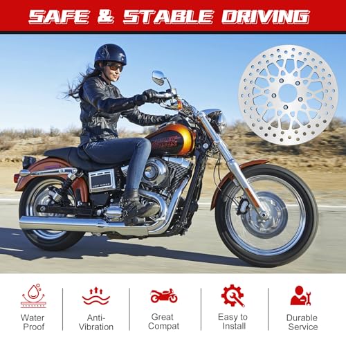 Image of 11.5'' Front Brake Rotor Compatible with Harley Rotor Electra Glide,Road King,Road Glide, Street Glide,Front Brake Rotor Kit Brushed Finish Stainless
