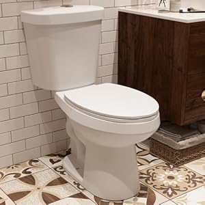 DeerValley Elongated Two Piece Toilets for Bathrooms ADA Height 175 Comfort Chair Height Toilet Bowl With Soft Close Seat Dual Flush Toilet 1116 GPF and MaP 1000g 12 Rough in White Toilet