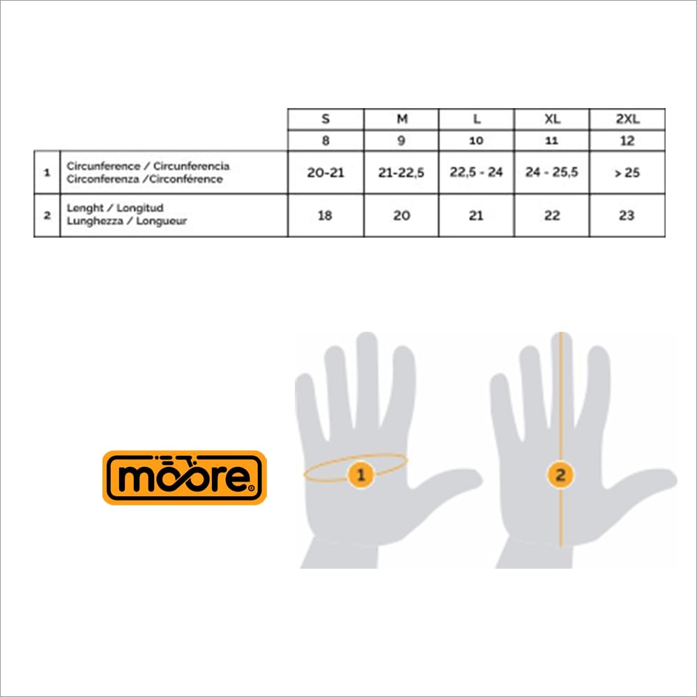 Moore Guantes de Moto 360 S Negro y Fluo – Impermeables, Piel Bovina, Protección CE.
