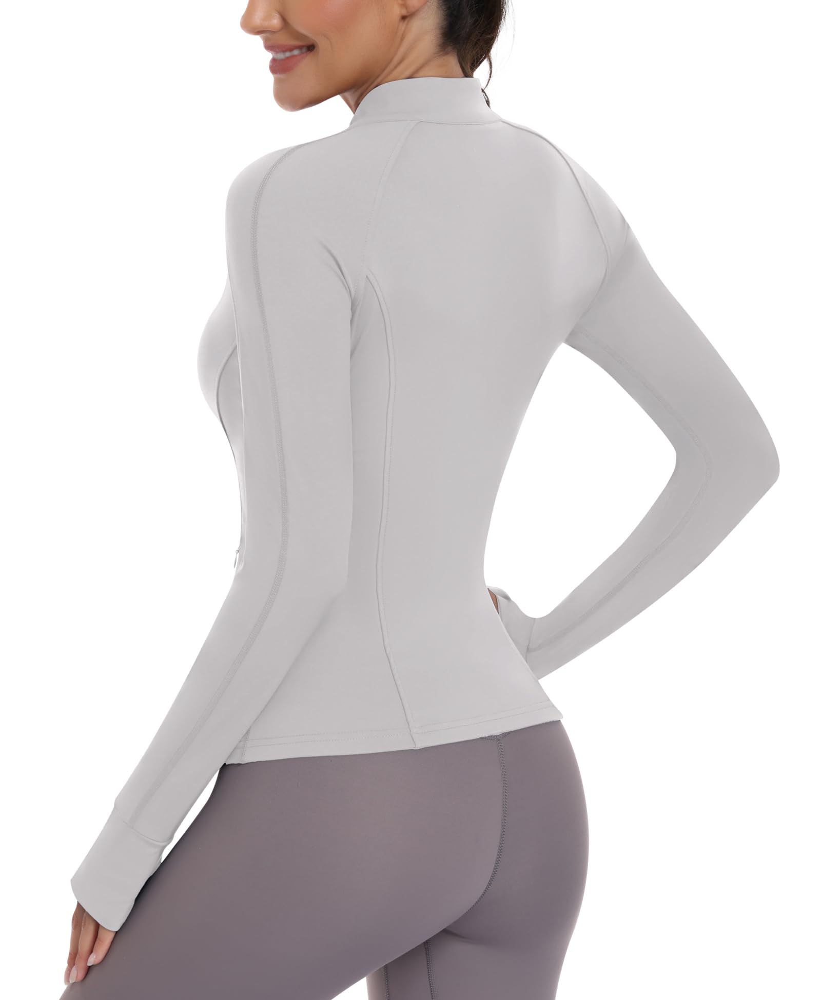 JoyGirl Veste de sport pour femme - Fermeture éclair - Poches - Gym - Haut de yoga - Fitness - Veste de survêtement légère avec trou pour les pouces