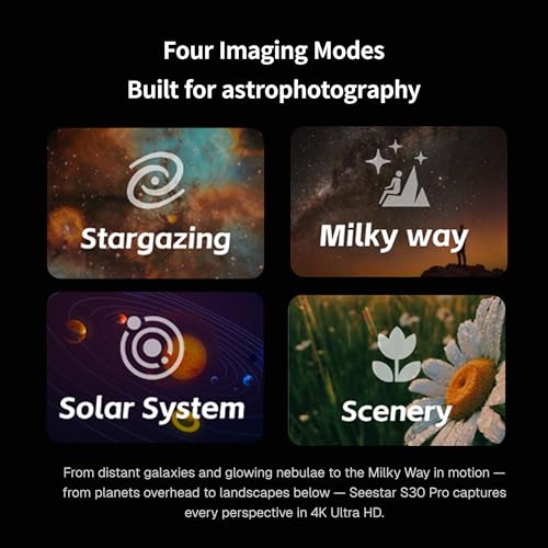 Image of ZWO Seestar S30 Pro Smart Telescope, App-Controlled Astrophotography | 4K Dual Camera, Auto Tracking & GoTo, One-Tap Capture & Processing, Milky Way & Star Trail, Deep Sky & Wide-Field Imaging
