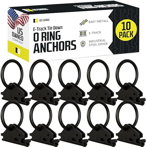 DC Cargo Mall Heavy-Duty Steel O-Ring (Pack of 10) 4500Lbs Break Strength - E Track Accessories Tie-Down Anchors for E-Track Tie-Down System Cover