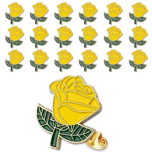 24 Pack Rose Enamel Lapel Pins, 1.2