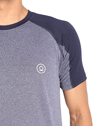 Image of CHKOKKO Men's Round Neck Gym T-Shirt Blue Melange Navy XXL