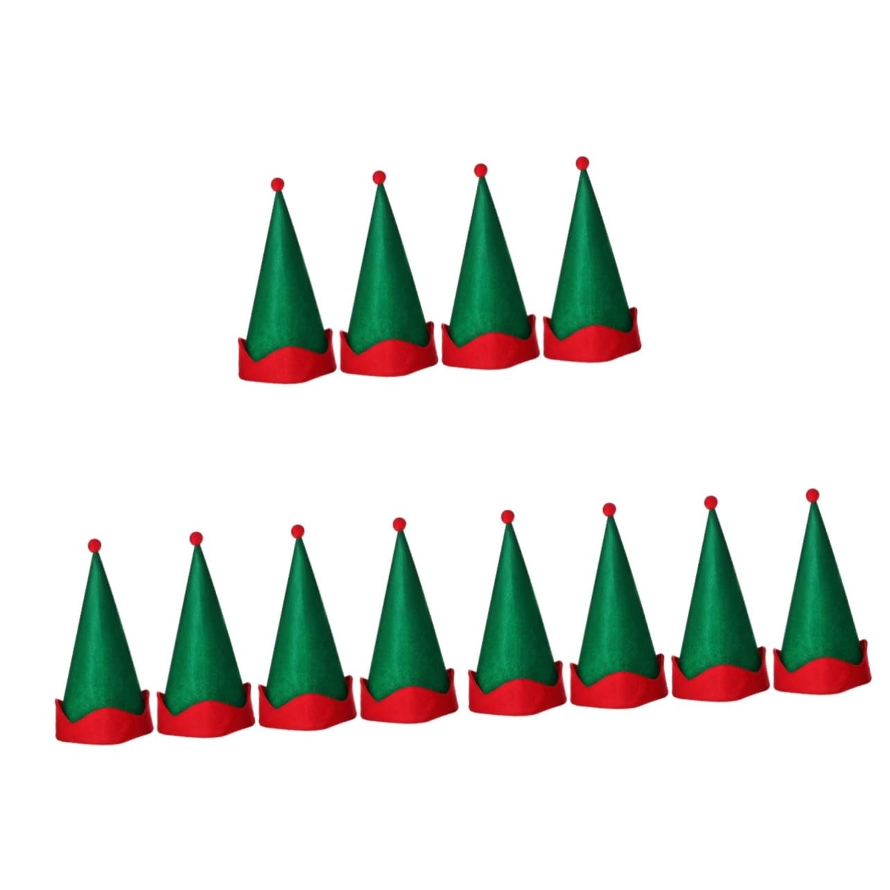 Cabilock 12 Pièces Chapeau elfique faveurs de costume de fête de couvre-chef d'elfe bonnet noel bonnet de noel deguisement adulte feutre chapeau de lutin de noël déguisement