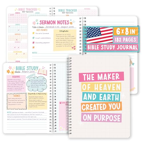 Guided Bible Study Journal for Women - Bible Journal for Women Sermon Notes Notebook Church Notes Journals Scripture Study Supplies and Journaling Kit Christian Birthday Gifts.