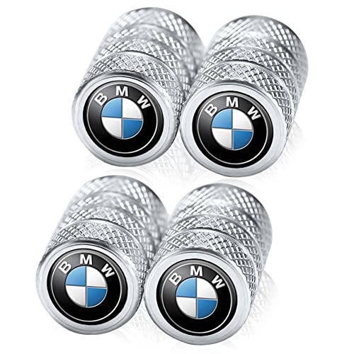 4PCS Bouchons de Valve Voiture,Métal Pneu Capuchon de Valve Auto Bouchons de Valve avec Logo, Argent