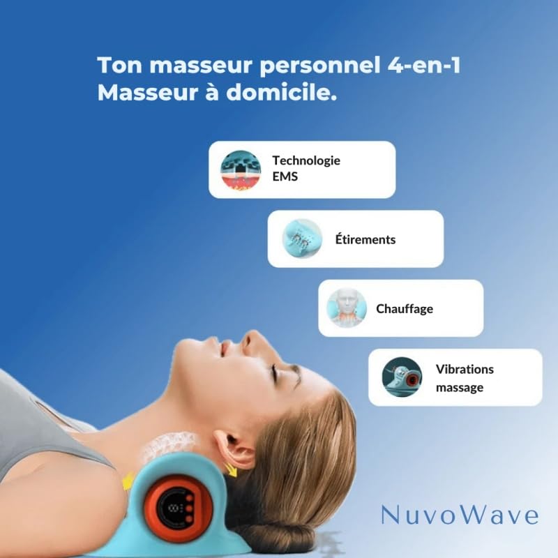 olemia NuvoWave - votre masseur à domicile Masseur Cervical EMS - Chaleur Température Constante - 3 Modes - 6 Niveaux d'Intensité