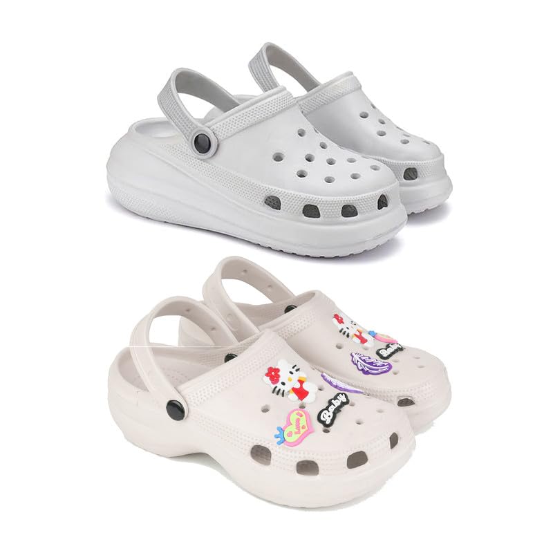 Premium Comfortable Regular Wear Women Clogs Sandal for Women's & Girls-Combo(2)-OO5-O10-6 Off White-5046-image-39