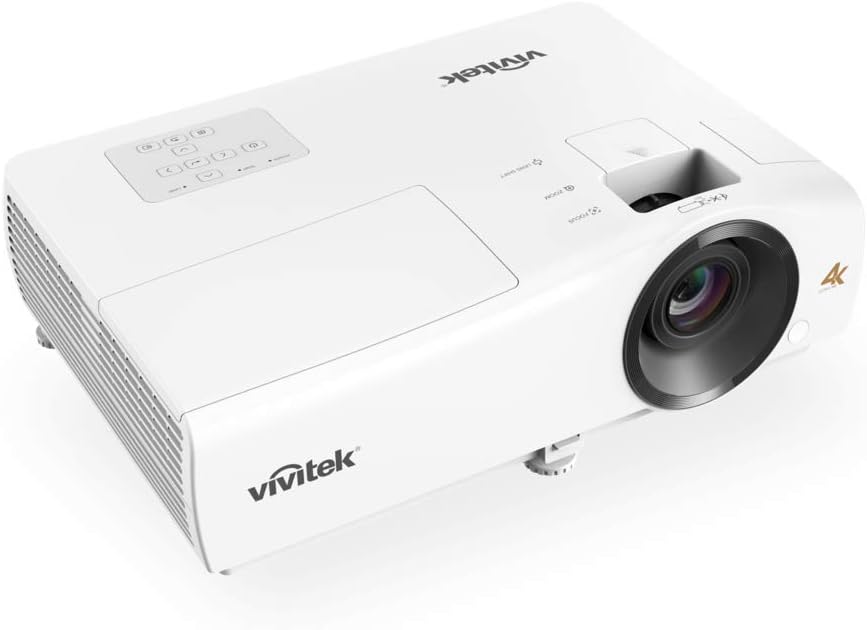 vivitek HK2200 home cinema projector, compact 4K UHD, HDMI, USB, wireless mirroring, Chromecast, up to 300" diagonal, 2000 lumens, integrated speakers (Renewed)