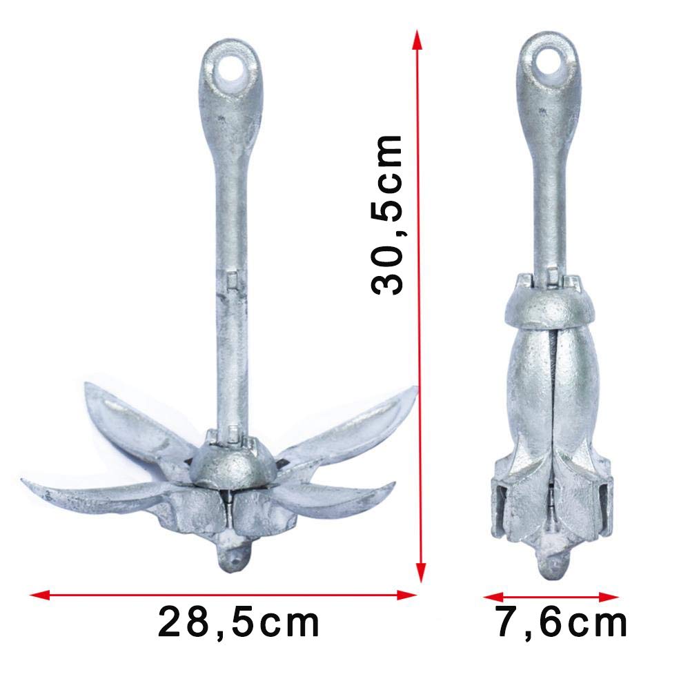 Kit Ancora Canoa 1,5 kg Acciaio zincato per Canoa Kayak SUP e Piccole imbarcazioni
