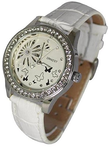 Ernest Montre Femme Automatique Squelette Bracelet Cuir Gravure Fleur