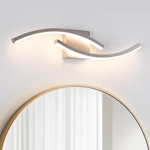 Miniatura 7 de Lámpara moderna de tocador de baño de 23.62 pulgadas, lámparas de níquel cepillado, regulables, 5CCT, lámpara de baño LED sobre espejo, lámpara de