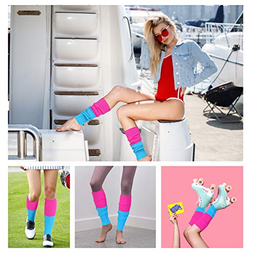 image for v28 Women Juniors 80s Eighty's Ribbed Leg Warmers for Party Sports (Mi