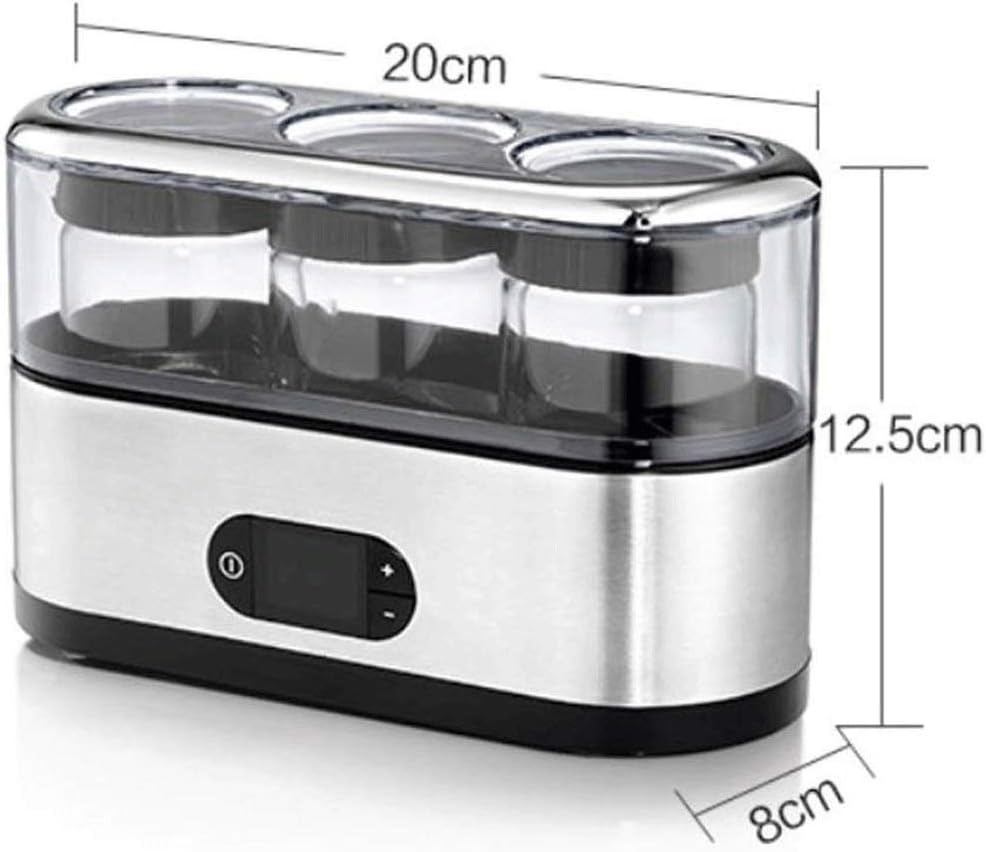 Yogurt Maker Automatic Digital Yoghurt Maker Machine with 3 Glass Glasses LCD Display with Constant Temperature Control Stainless Steel Design for Home