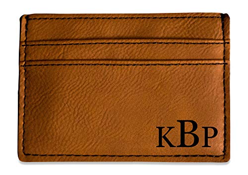 Monogrammed Leather Money Clip, Personalized Leather ID Card holder, Men's Money Clip Gift, Credit Card Custom Wallet, Money Clip for Dad, Money Clip for Husband