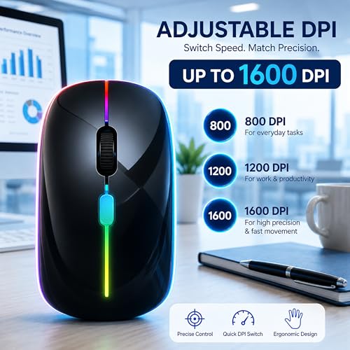 Image of Ant Globe 25 Dual Mode Wireless Mouse|30-Hour Playtime|Bluetooth + 2.4GHz USB |Rechargeable Silent Optical Mouse for Laptop, MacBook, iPad, PC |3-Level Adjustable 1600 DPI, Slim Portable Design -Black