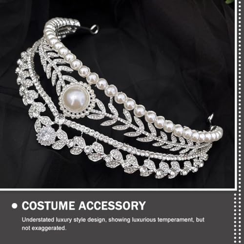 Tiara de perlas para boda en aleación de zinc y gemas 4