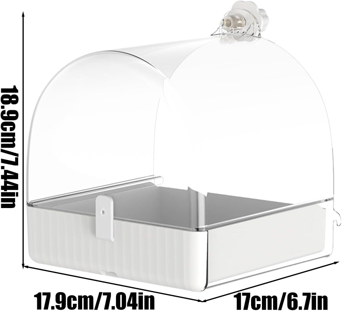 Bird Shower Bath - Space Saving Multifunction Feeding Bowl House for Birds, Durable Pet Bath and Food Station for Lovebirds Macaws Parrots Sparrows Parakeets Budgies Garden Yard Balcony Patio Lawn Use