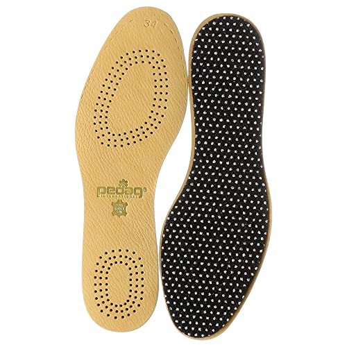 pedag Leather Insole with Sweat Wicking Carbon Layer, Handmade in Germany, Fits Pumps and Dress Shoes, Tan, US W8 / EU 38