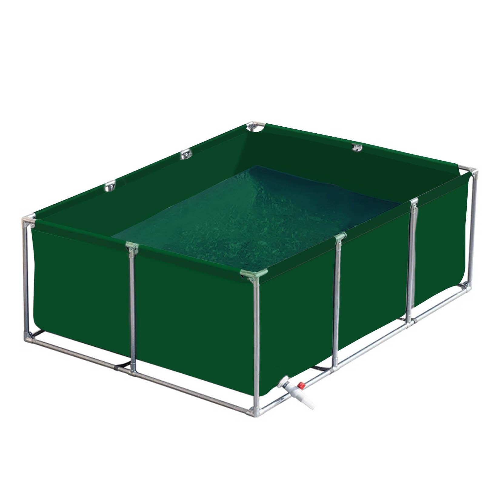Aquaculture Water Tank Cistern, Large Rectangular Pool Frame, , Above Ground Pond, Fish Tank With Stand, Swimming Pool Fish, Koi Pond Pool, Pvc Ponds With Drain Valve,Green 1.5×1×0.5m(4.9×3.3×1.6ft)