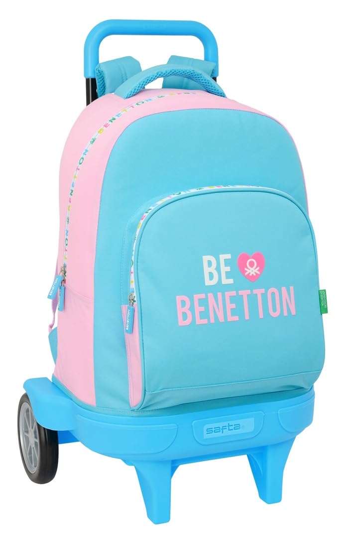 Safta BENETTON UNIQUE - Mochila Grande con Ruedas, Compact Evolución, Extraíble, Ideal para Niños de Diferentes Edades, Cómoda y Versátil, Calidad y Resistencia, 33x22x45 cm