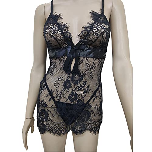 Camisola de Renda Sensual Lingerie Erotica Sexy Fetiche Calcinha Decote Prazer Sex Shop