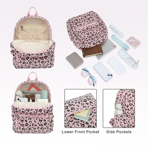 Image of Corduroy Womens Mini Backpack Girls Small Backpack Purse Fashion Casual Daypack School Bookbag (Leopard Pink)
