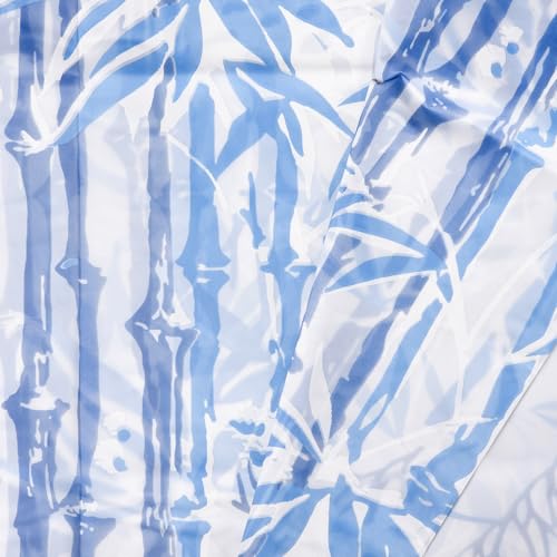Image of Kuber Industries (Pack of 2) Shower Opaque Curtain | 7 Feet | PVC Waterproof Window Curtain | Bathroom Shower Curtain | AC Curtains | Curtains for Bathtub | 8 Rings Curtain | Bamboo Print | Blue