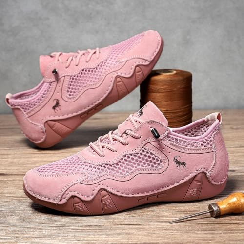 Women's Breathable Mesh Platform Sneakers Fashion Lace-Up Running Shoes Comfortable Non-Slip Soft Sole Slip-On Casual Walking Shoes3