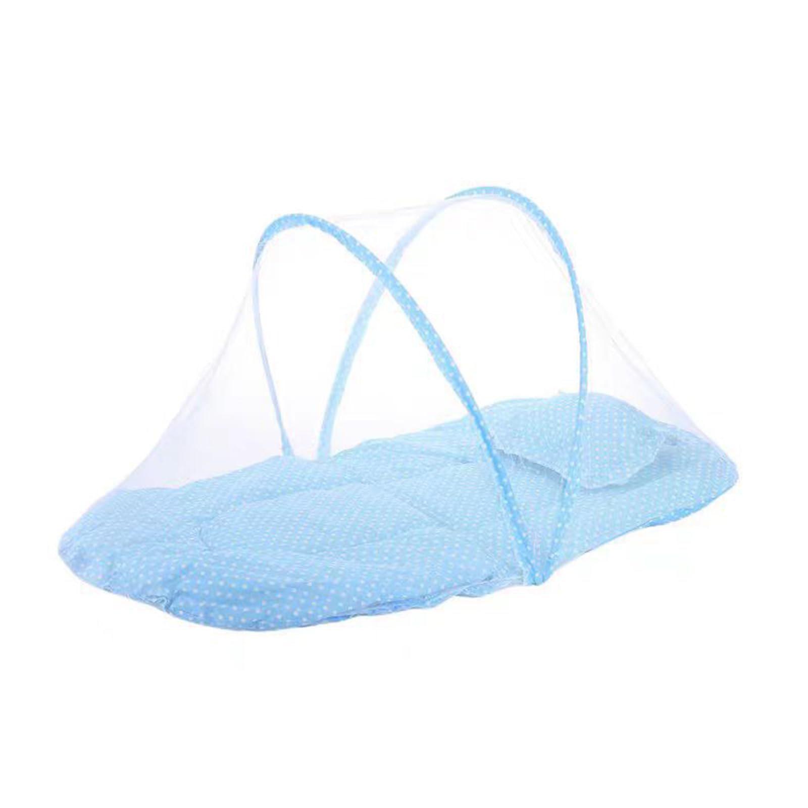Baby Foldable Mosquito Net Breathable Bed Tent with Cushion and Pillow (Blue, 92cmx48cmx42cm)