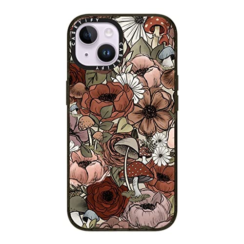 Coque iPhone 14 CASETiFY Impact Magsafe motif Forest Florals noir