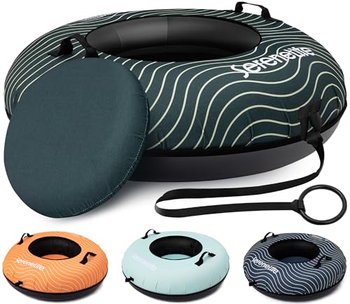 SereneLife Luge Gonflable 100 cm – Tube de Neige Résistant avec Coque Rigide et Housse Oxford – pour Enfants et Adultes