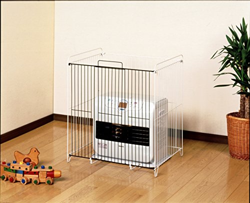 グリーンライフ (GREEN LIFE) ファンヒーターガード 幅65×奥行56.5×高さ71cm 前面植毛仕上げ FG-SN ホワイト 65x56.5x71センチメートル (x 1) 2歳半~