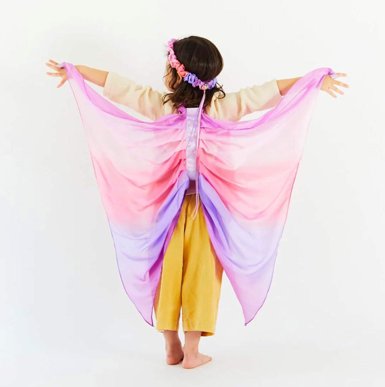 Sarah's Silks Blossom Fairy Wings | Butterfly Costume for Kids, Real Natural Silk Montessori Waldorf Toys Dress Up for Pretend Play | Hand Dyed Toy for Girls Ages 3-8