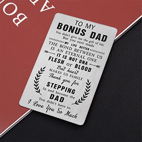 TANWIH Step Fathers Day Stepdad Gifts - Thank You for Stepping In - Stepfather Birthday Gifts, Bonus Step Dad Wallet Card4