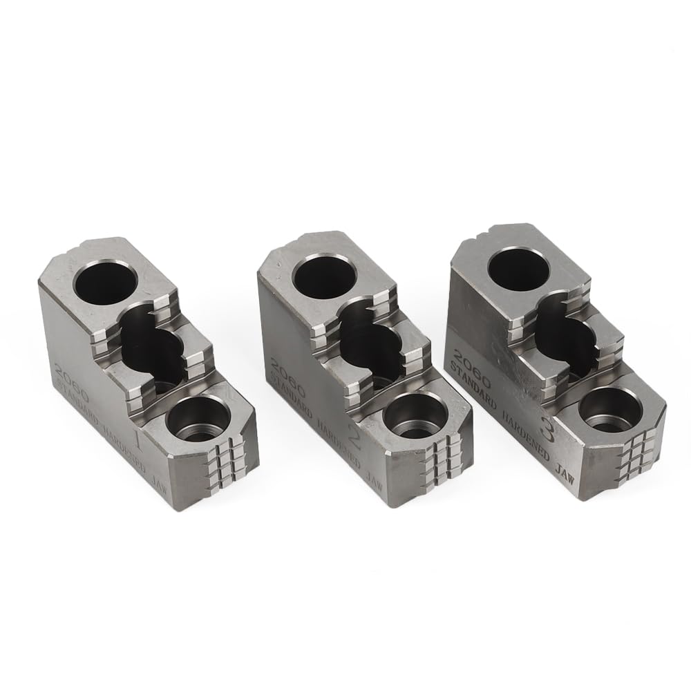 Lathe Hard Jaws, 3 Pcs Lathe Chuck Serrated 1.5 mm x 60 Aluminum Soft Jaws Set for 8'' Kitagawa B-208 Type Samchully Chucks