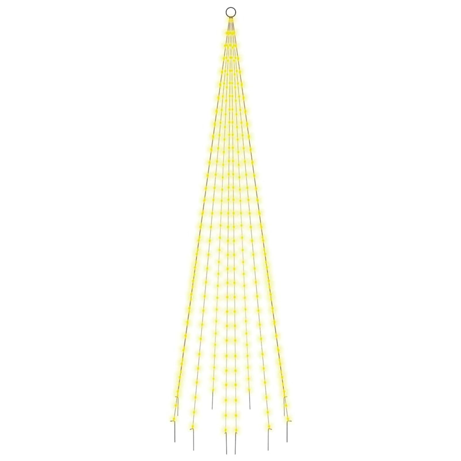 Gecheer Árbol de Navidad LED de Exterior para mástil, 310 Luces Blanco cálido, 300 cm de Alto, 8 Efectos de iluminación, con Cable USB de 5 m, fácil Montaje