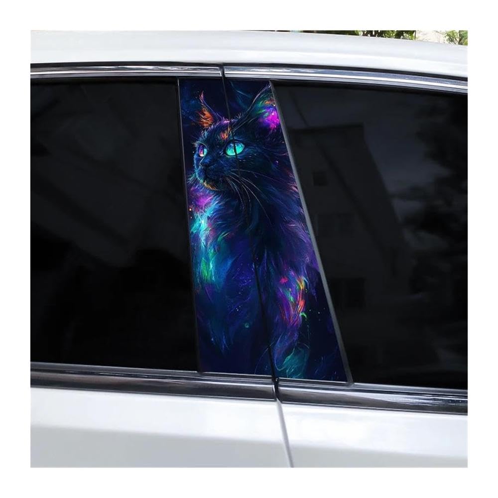 Decorative Items 2pcs Cat Pattern Car B Pillar Waterproof Decal Covering Scratched(G)