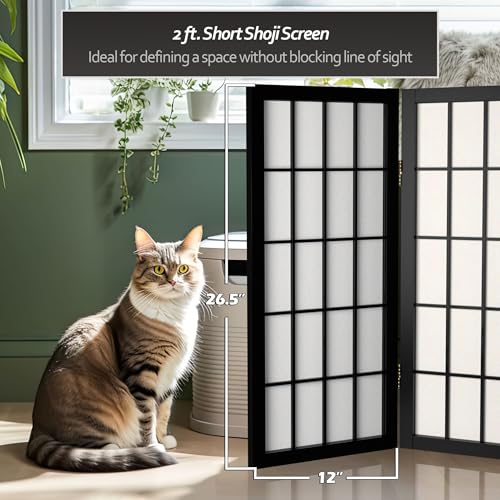2 ft. Short Desktop Window Pane Shoji Screen - Black - 3 Panels by Red Lantern - Image 6