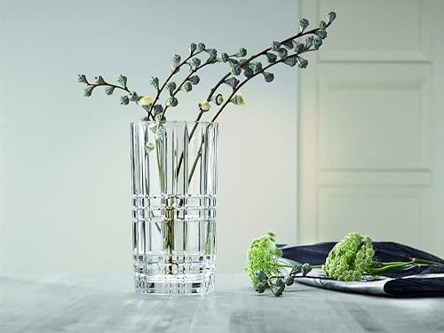 Miniatura 4 de Nachtmann Colección cuadrada, jarrón de vidrio de 11 pulgadas, diseño geométrico moderno, cristal bávaro, transparente, apto para lavavajillas