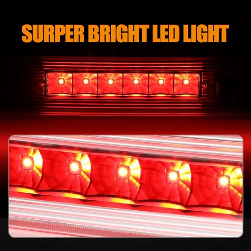 Image of Third 3rd Brake Light LED for 2005-2010 Jeep Grand Cherokee, High Mount Rear Brake Lights Assembly for 05-10 Grand Cherokee, Waterproof Center Cab Lamp Stop Light (Red)