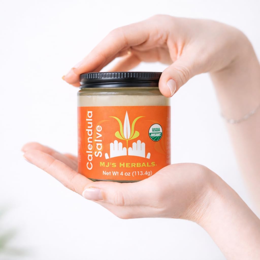 MJ's Herbals – Herbal Skin Care Ointment & Organic Moisturizing Balm for Everyday Skin Use, Versatile Skin Nourishment & Everyday Care - Calendula Salve 4 oz