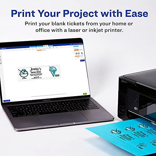 Avery Printable Tickets, Bright Blue Colored Cardstock, 1.75\" x 5.5\", Laser/Inkjet, 250 Tickets (16436)