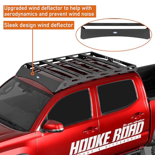 Image of Hooke Road Tacoma Roof Rack Steel Cross Bars for 2005-2023 Toyota Tacoma 2nd 3rd Gen Double Cab Pickup, Top Basket Luggage Storage Cargo Carriers (Double Cab Only)