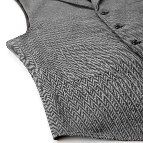 Mens Dress Vests Casual Work Notch Collared Business Tweed Vests Slim Fit Button Up Tuxedo Waistcoats Formal Vest4