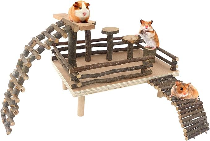Image showcasing SS Organic Hamster Climbing Toys Wooden Hamster Playing Activity Set ...
