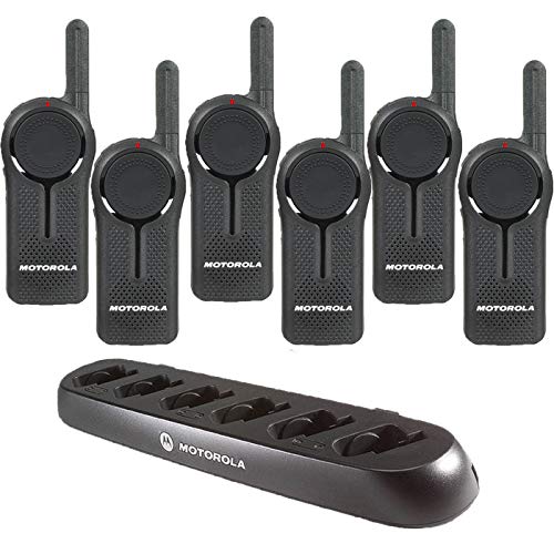 6 Motorola DLR1060 Two Way Radios & 1 Motorola 56531 6 Radio Charger