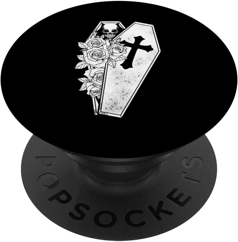 Skeleton Coffin Roses Occult - Flower Floral Skeleton Gothic PopSockets MagSafe PopGrip for iPhone